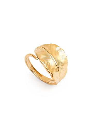 Detalle de SINGULARU Anillo Mujer Ajustable Hoja de Acero Baño Oro 18KT
