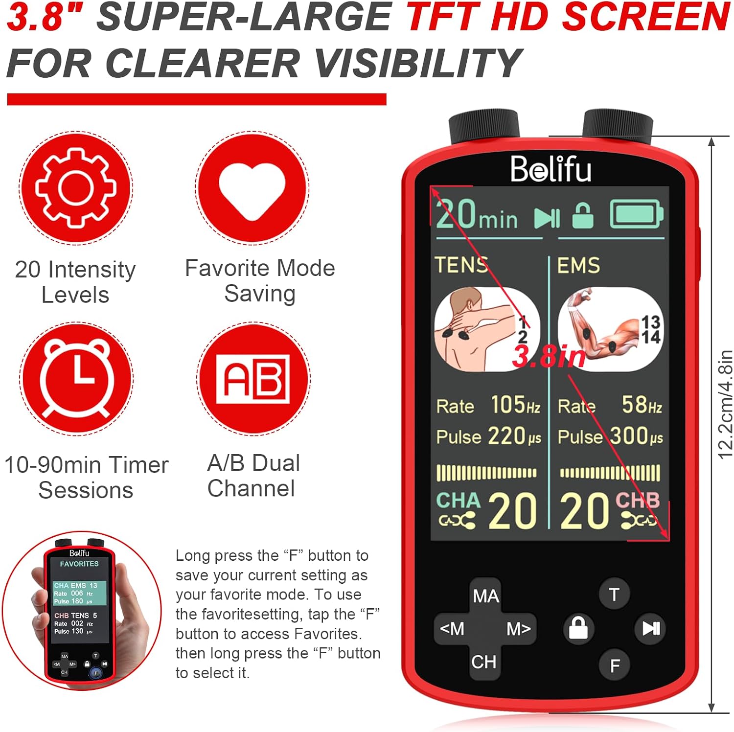 Thumbnail 6 de Belifu TENS EMS Unit with 3.8-Inch Color Display