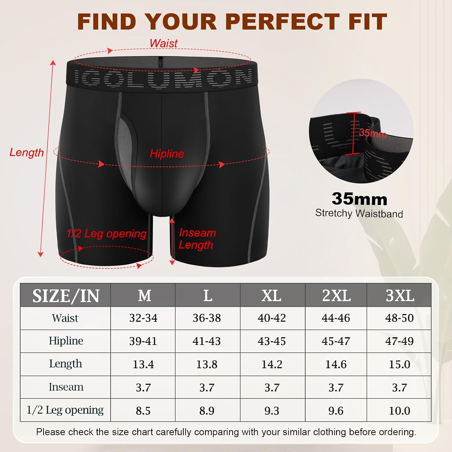 Detalle 2 de IGOLUMON 7-Pack Bamboo Rayon Boxer Briefs with 3D Support Pouch
