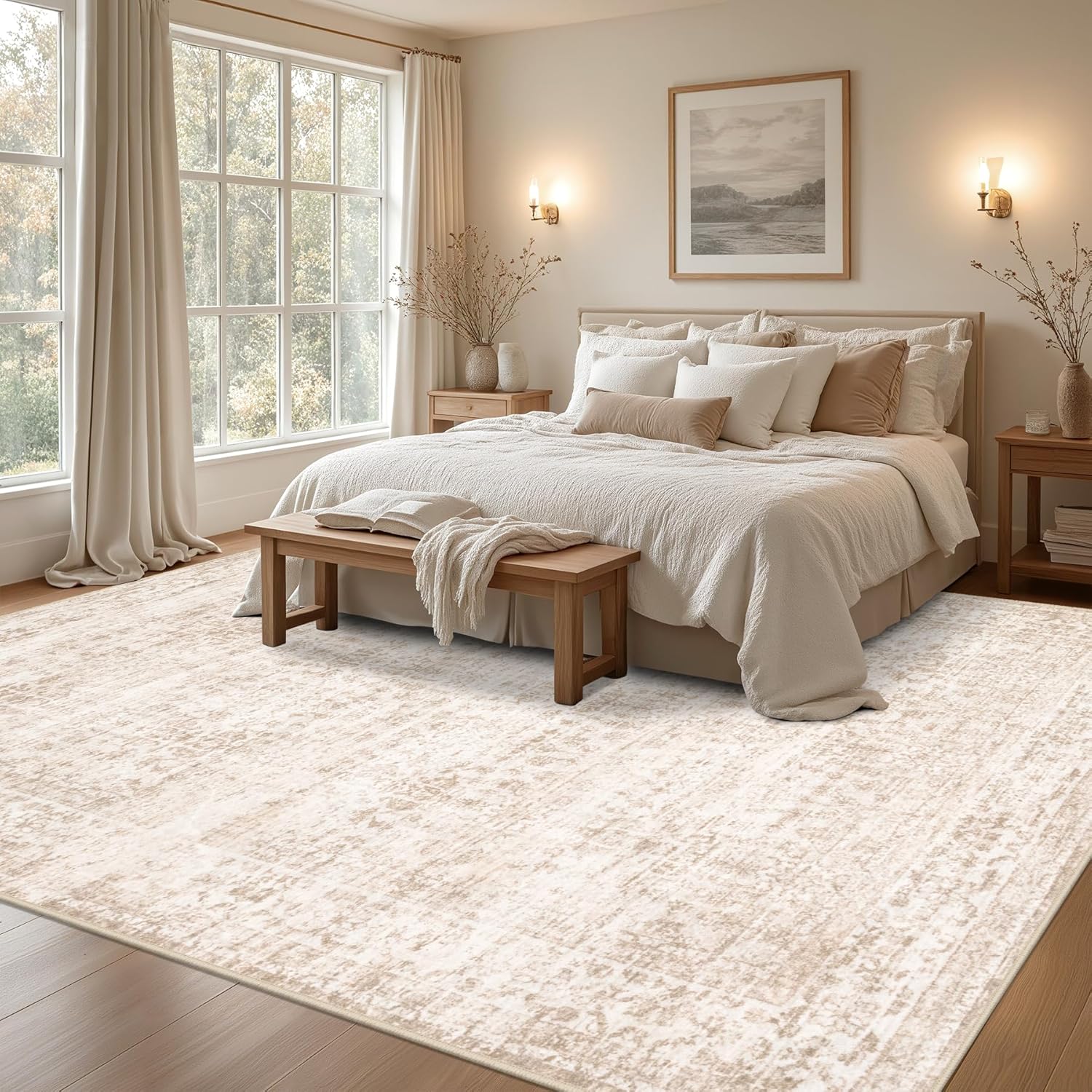 Thumbnail 2 de Area Rugs 10x12 Living Room Rug: Washable, Soft Vintage Boho Carpet with Non-Slip Backing