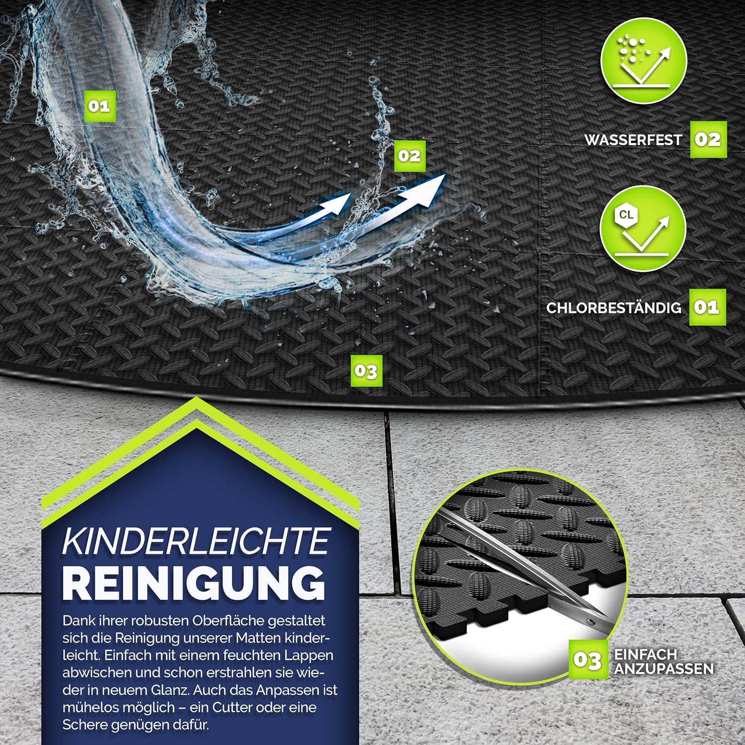Thumbnail 2 de tillvex Whirlpool Unterlage rund 196 cm – robuste EVA-Poolbodenmatte für Outdoor-Whirlpools
