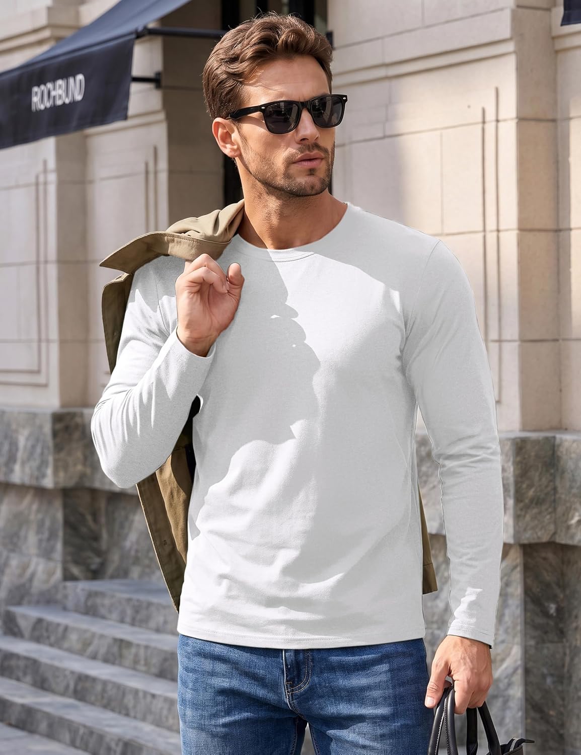 Detalle 2 de MAGNIVIT Mt-521-l23m949d Men's Long-Sleeve Cotton T-Shirt, Crew Neck