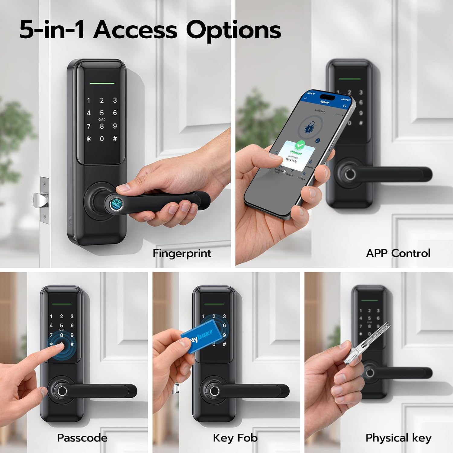 Detalle de Nyboer Smart Keypad Door Lock with Handle, 7-in-1