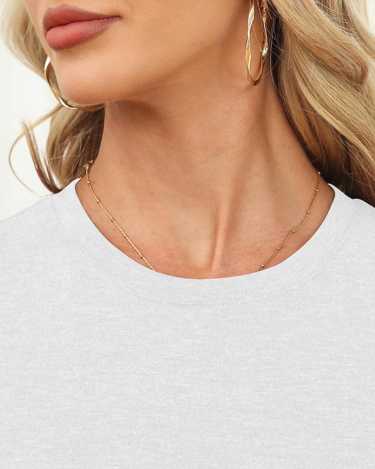 Detalle de Memorose Women's Short Sleeve Tops: Summer Round Neck Tee