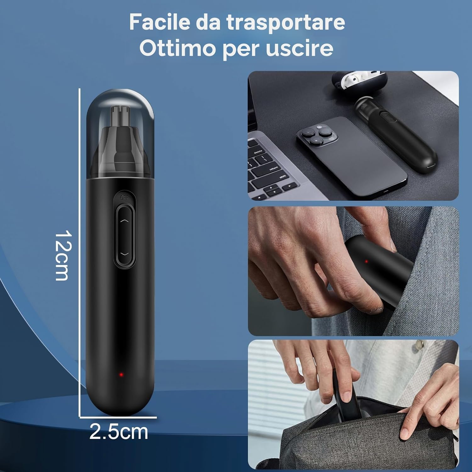 Thumbnail 6 de Taglia peli naso e orecchie 8000 RPM ricaricabile