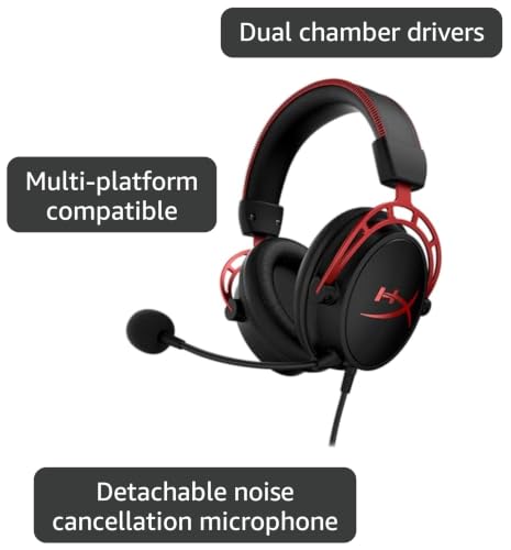 Thumbnail 2 de HyperX Cloud Alpha Gaming Headset (Red) with Dual Chamber Drivers and Aluminum Frame