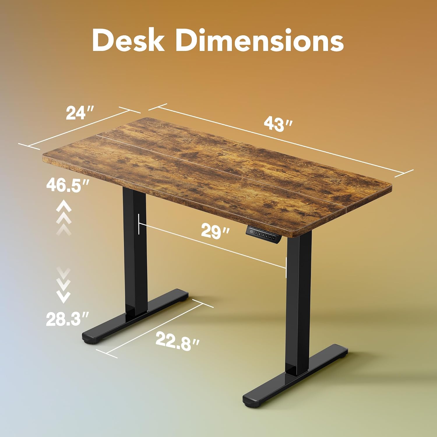 Detalle de HUANUO Electric Standing Desk, 43 x 24 Inches