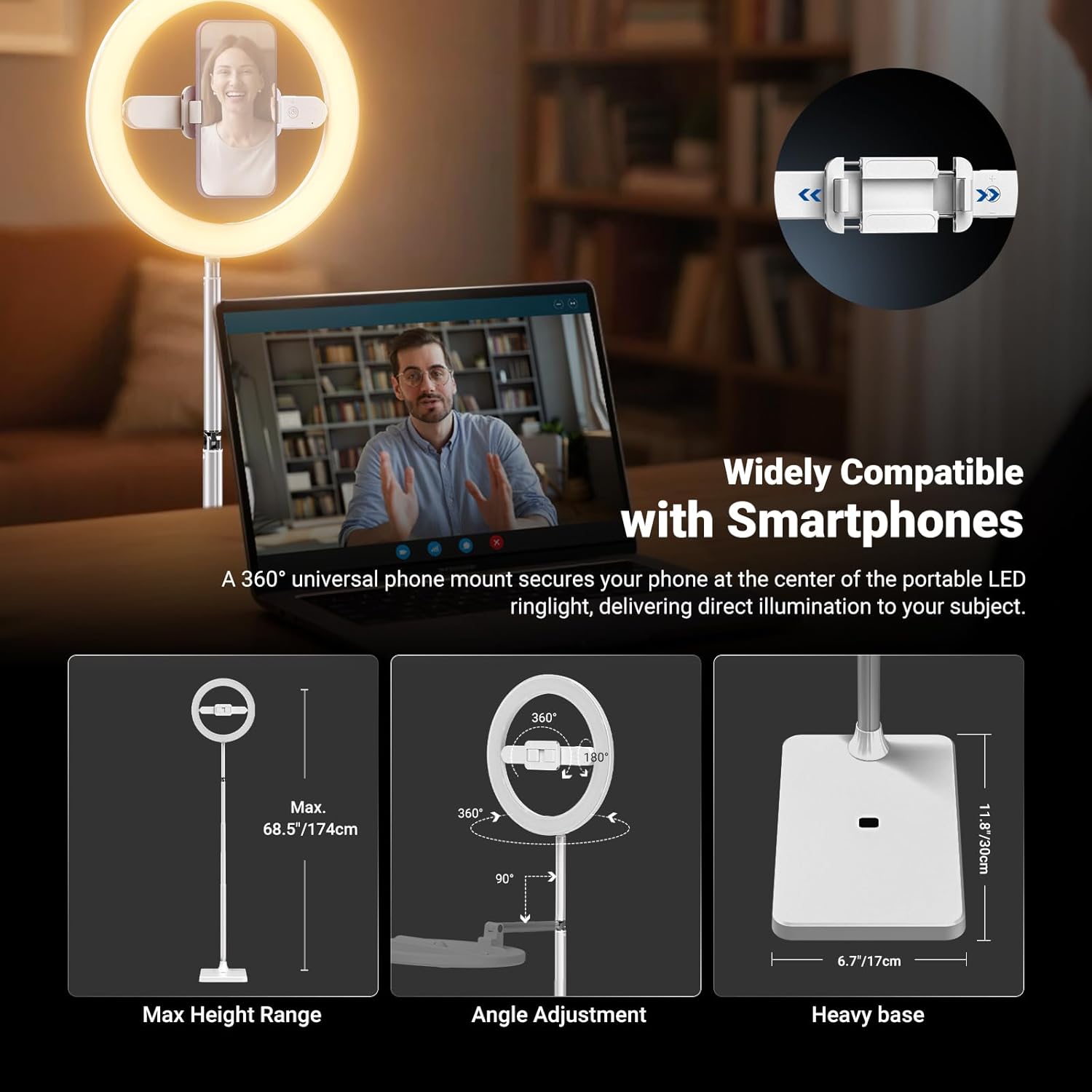 Thumbnail 5 de NEEWER Entry Level Version 10" LED Ring Light with Stand and Phone Mount (N18)