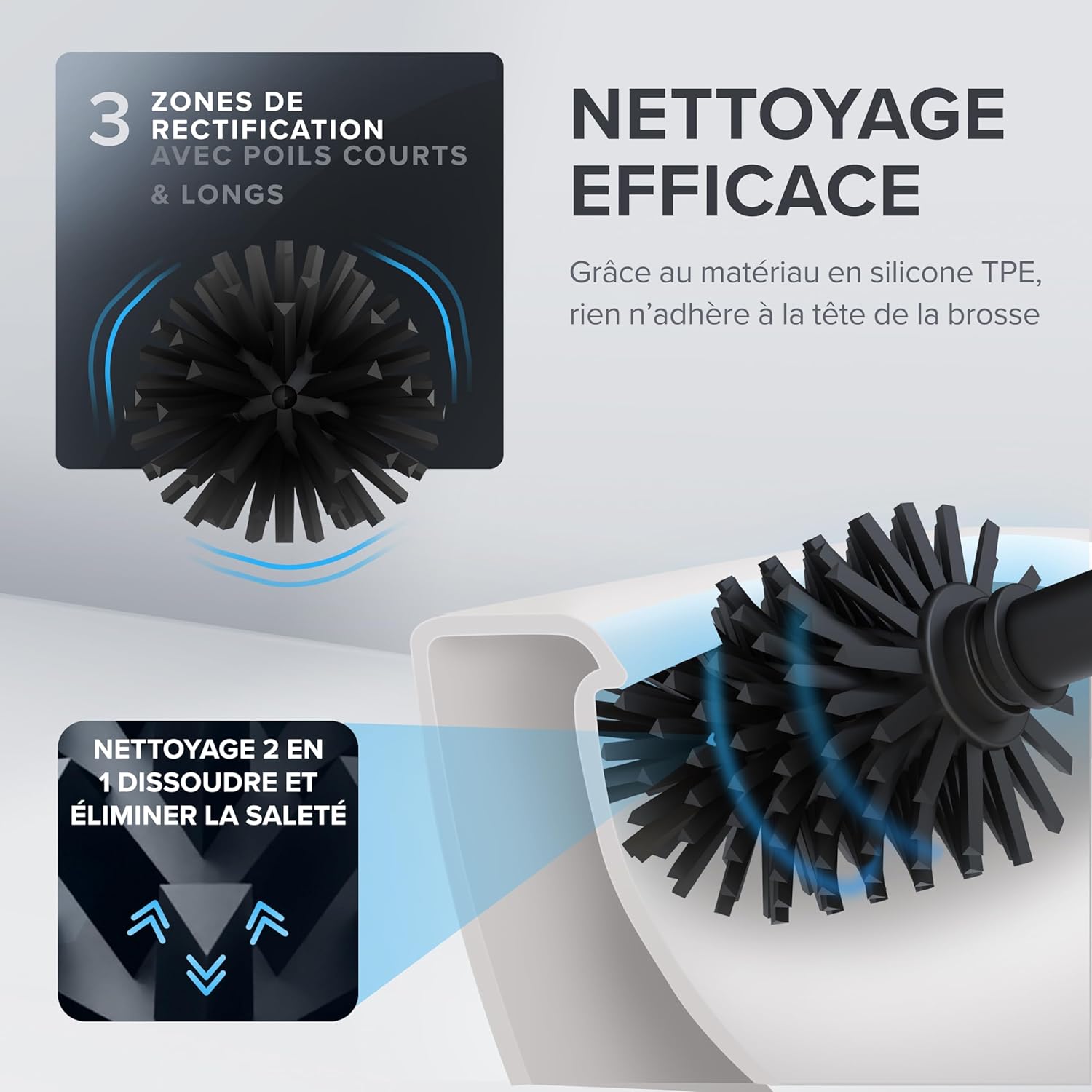 Thumbnail 1 de Ovimar Set de WC sur Pied 3 en 1 Vradal Blanc — Brosse silicone Tribors, Porte‑papier et Support Smartphone