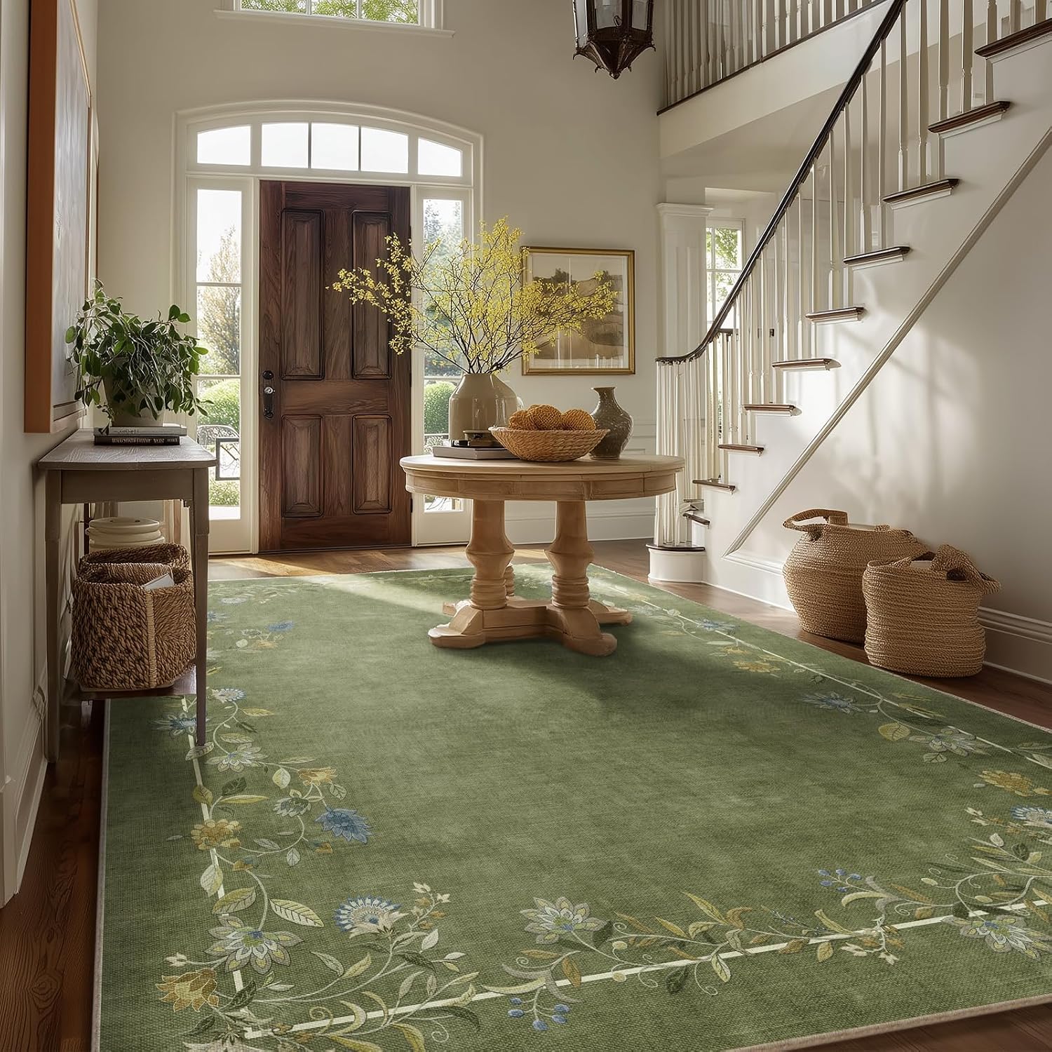 Thumbnail 4 de 10x12 Area Rug for Living Room — Washable, Stain-Resistant, Non-Slip Low Pile Faux Wool