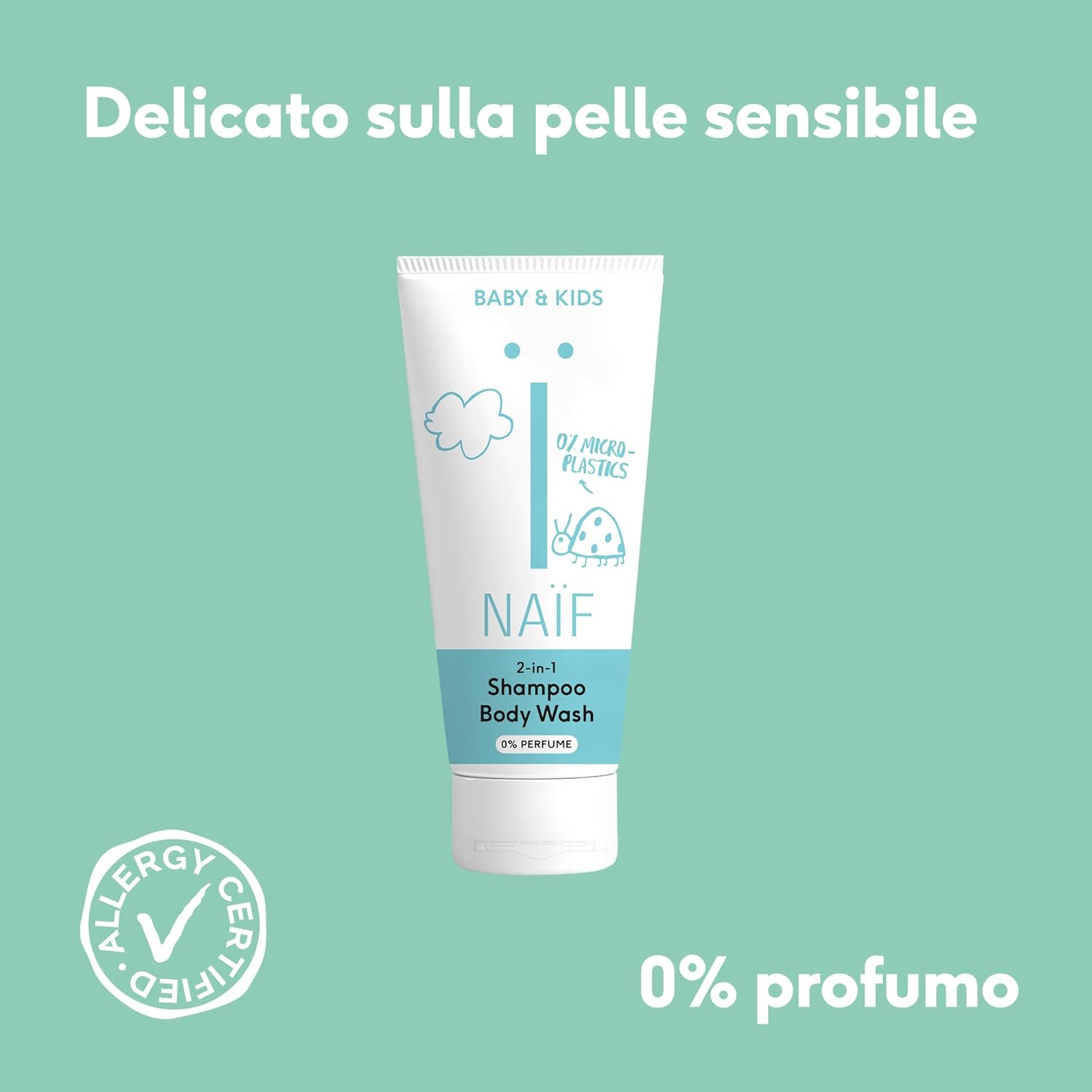 Thumbnail 4 de Naïf 2 in 1 Shampoo & Gel Doccia 0% Profumo — Delicato, Senza SLES, Microplastiche e Siliconi (200 ml)