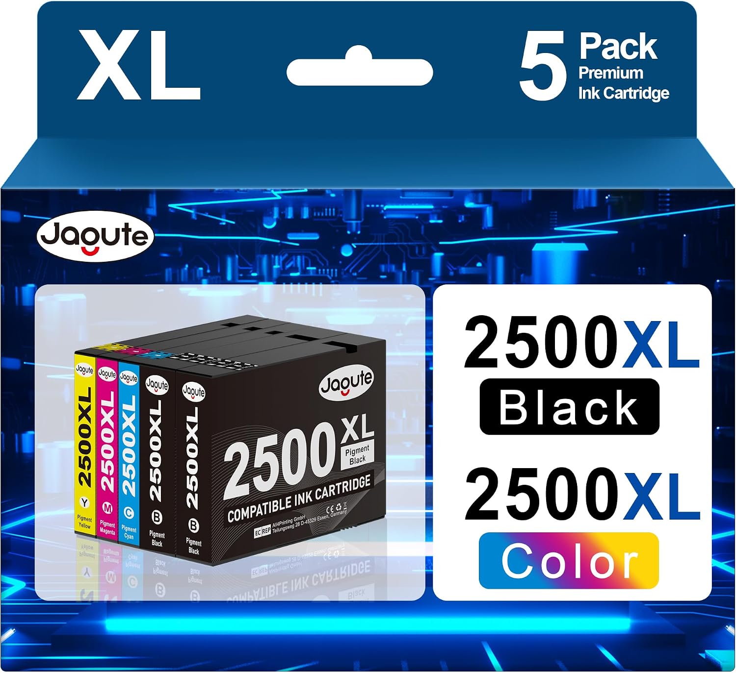 Detalle de Cartouches d'encre Canon 2500XL (5 Paquets) - Compatible Maxify MB5050/5150/5155/5350/5450 et iB-series