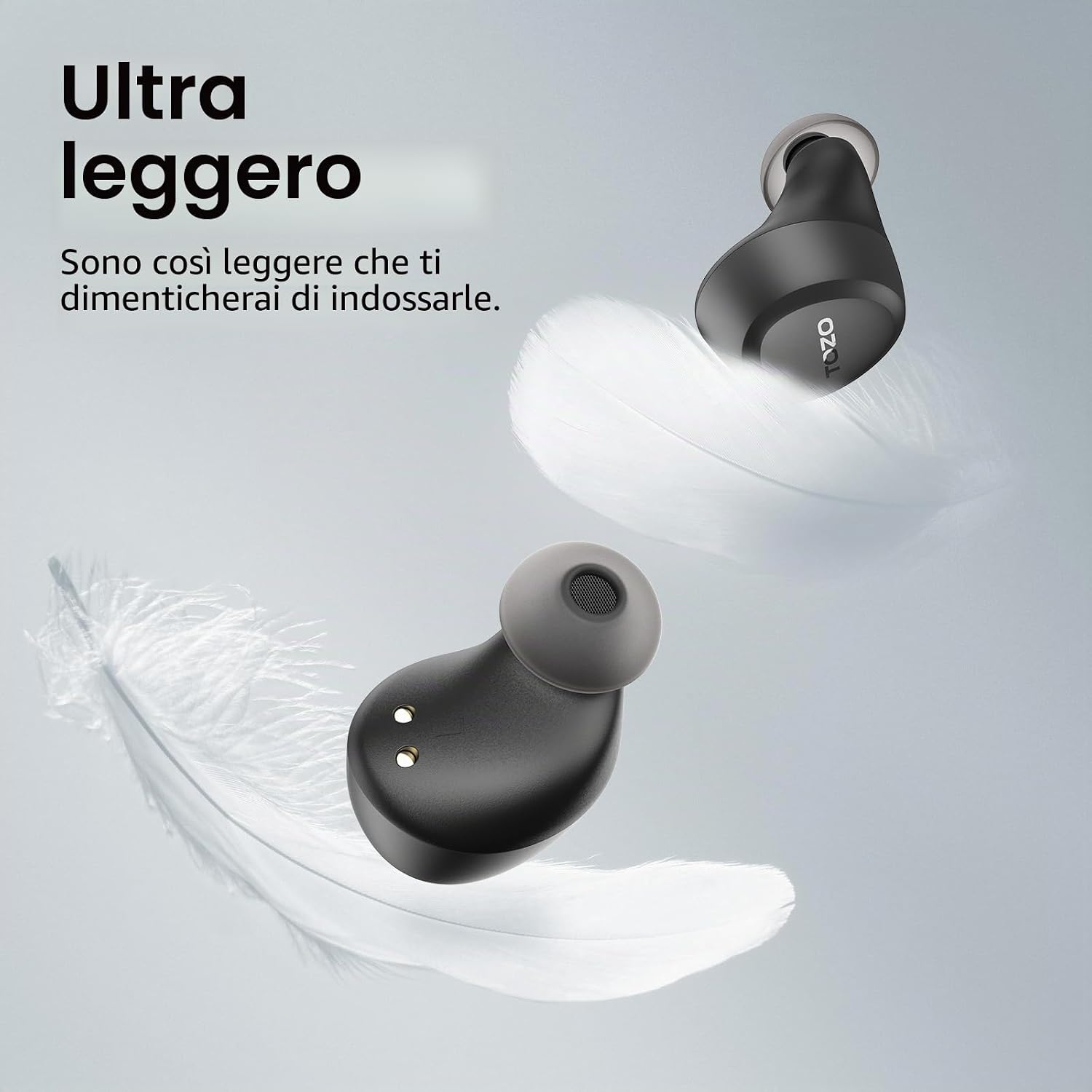 Detalle de TOZO A1: Cuffie Bluetooth 5.3 con Origo Acustico OrigX, leggerezza e suono dinamico