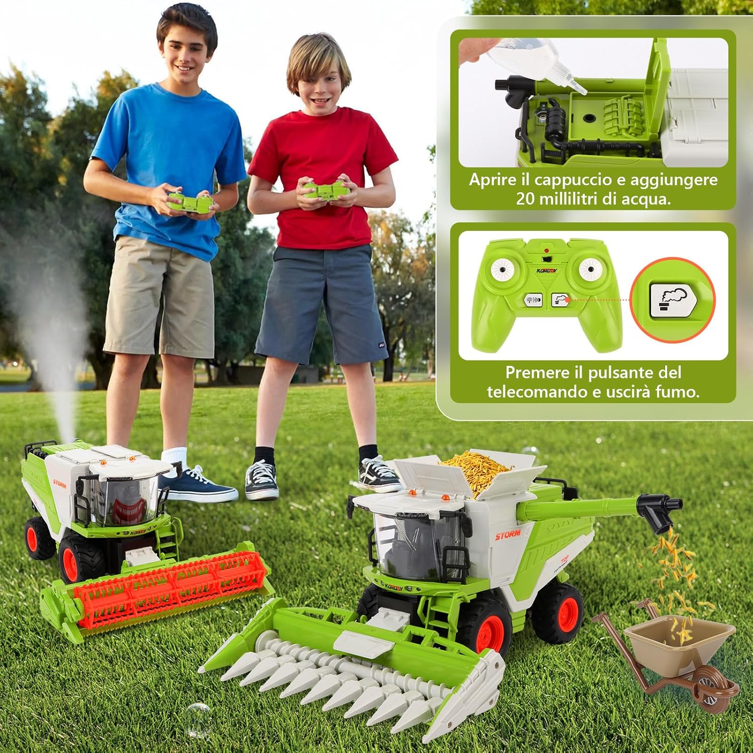 Detalle de Charmofun Mietitrebbia Telecomandata con Spruzzatura: Trattore RC 2,4 GHz per bambini