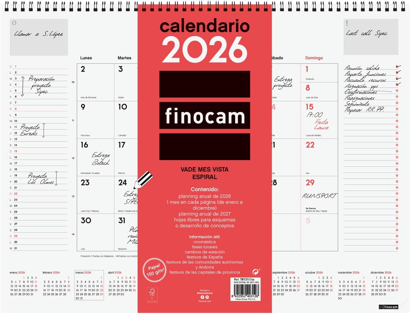 Thumbnail 5 de Finocam Vade Espiral Mes Vista 2026 Neutro Catalán