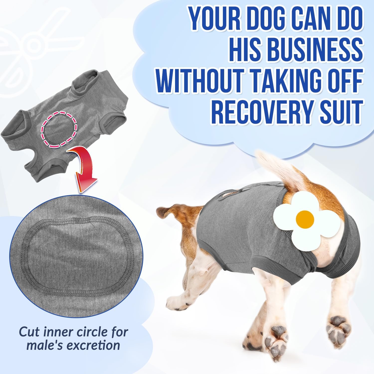 Detalle de Eyein Dog Surgery Recovery Suit XXL — Adjustable, Comfortable Post-Surgery Onesie