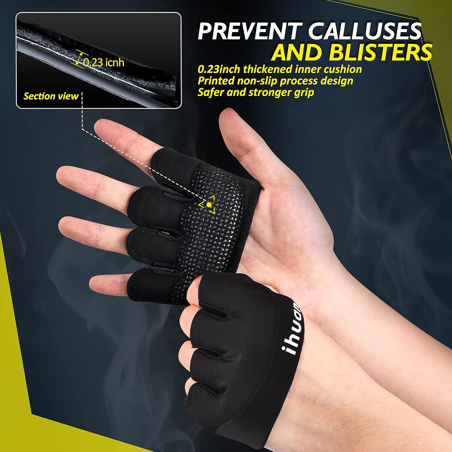 Detalle de ihuan Small Weightlifting Gloves, Half-Finger Faux Leather with Padded Palms