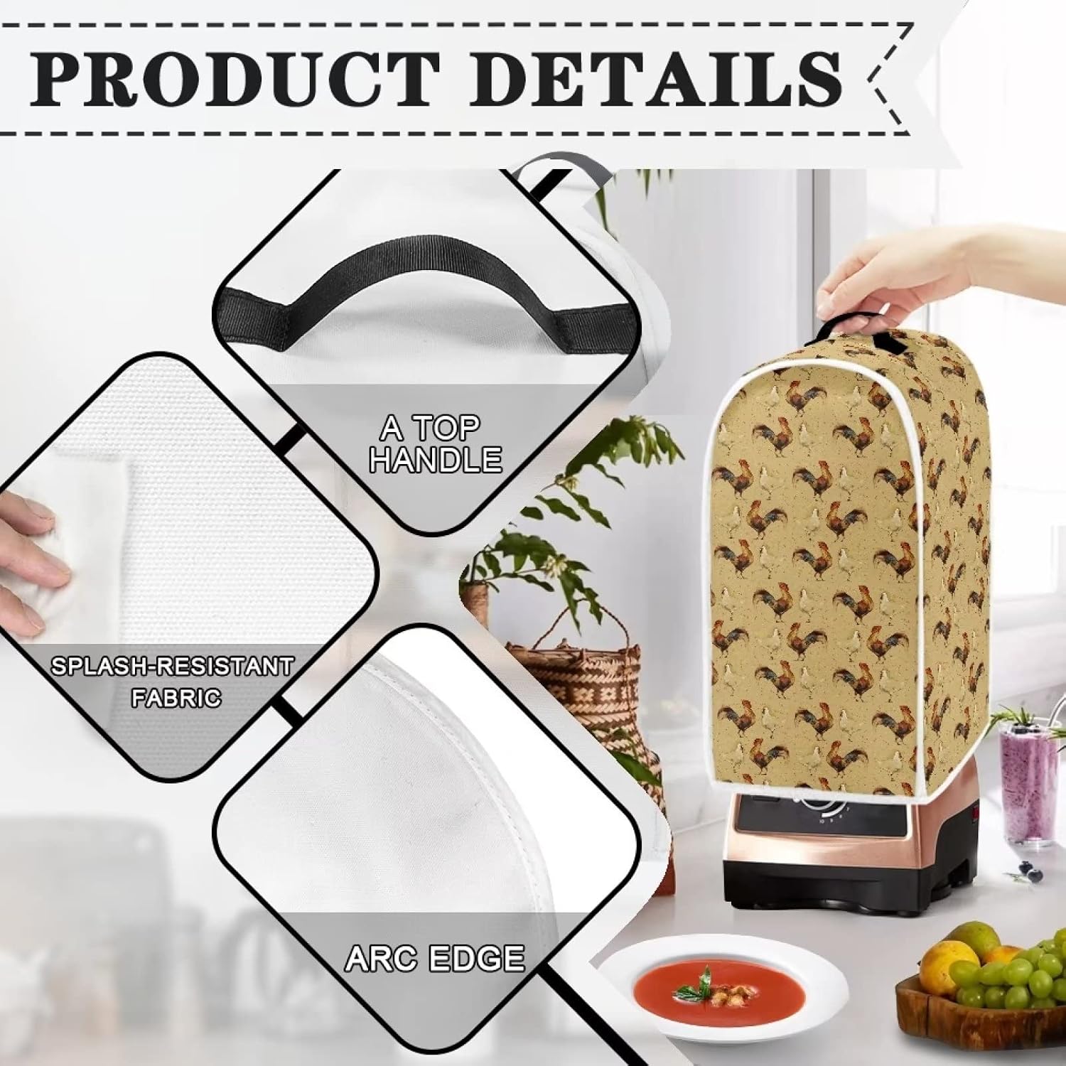 Thumbnail 4 de Poceacles Chicken Hens Pattern Blender Dust Cover 24cm