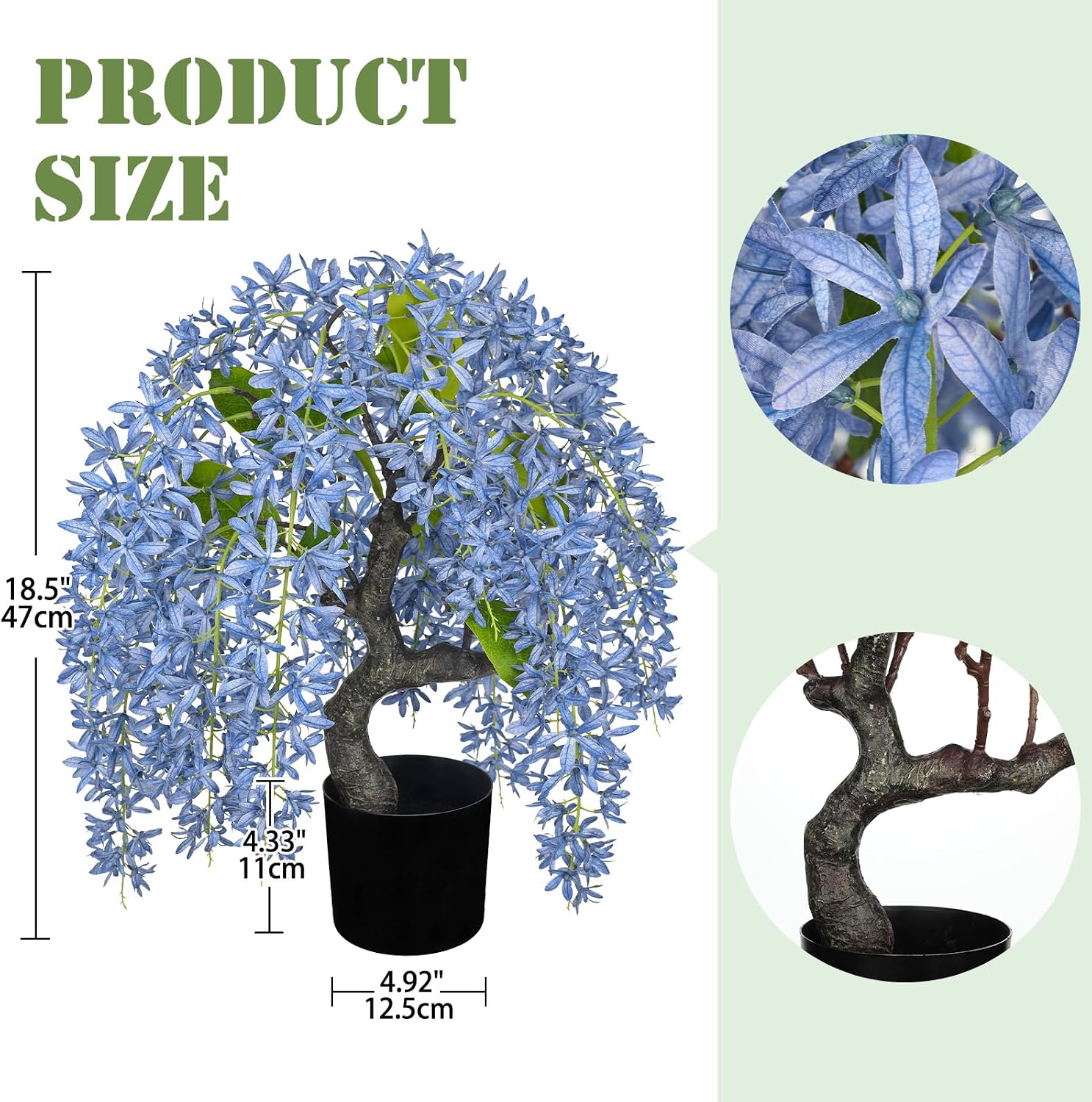 Detalle 2 de Arborus 47cm Artificial Wisteria with Blue Flowers