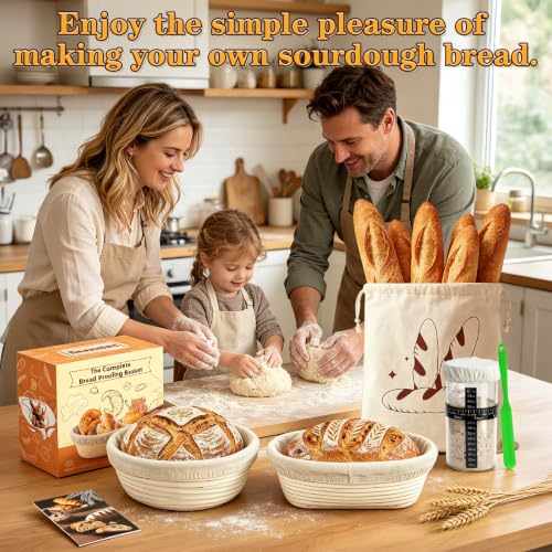 Detalle 2 de AMIPOW kit de boulangerie au levain 37 pièces avec bannetons rond et ovale