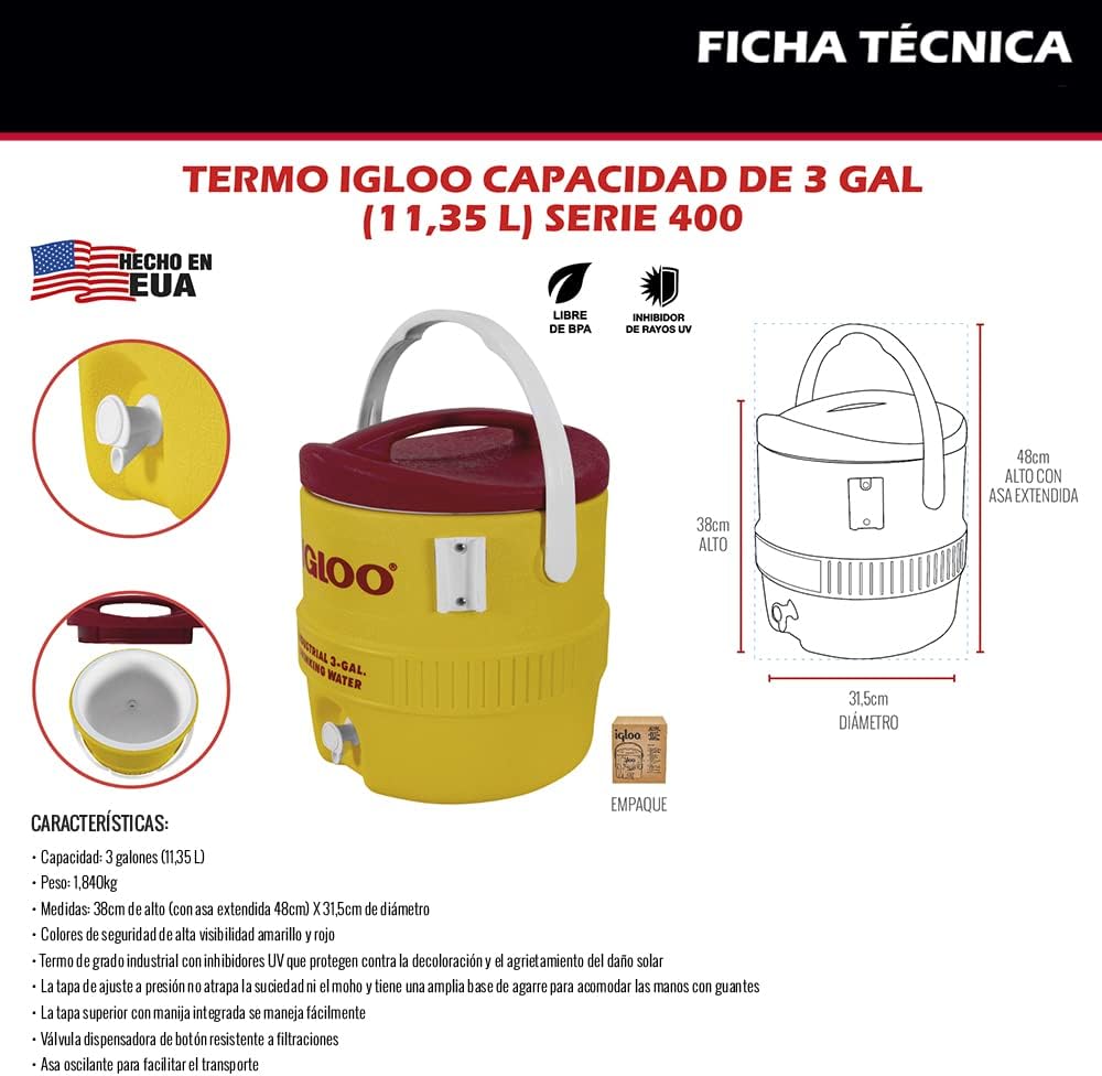 Thumbnail 2 de Igloo bidon de boisson 11,3 L – distributeur isolé avec robinet pour camping et sport