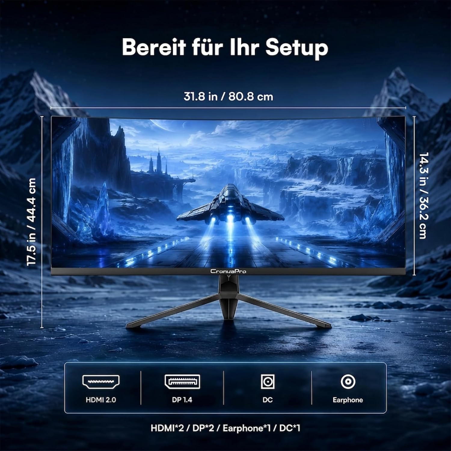 Thumbnail 6 de CronusPro 34 Zoll UWQHD Gaming Monitor – 3440 × 1440, 165 Hz, 1500R Curved
