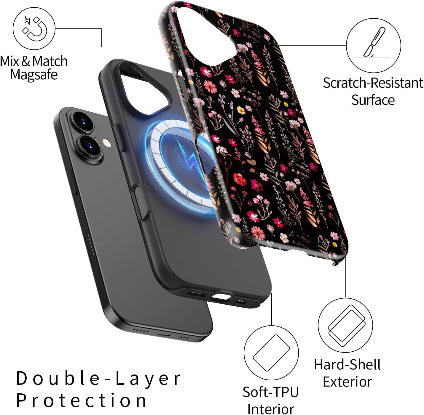 Thumbnail 1 de DorisMax for iPhone 17 Case: Cute, Preppy Floral MagSafe Protective Cover
