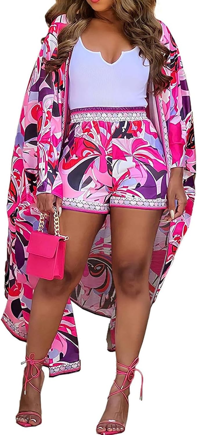 Thumbnail 4 de QegarTop Kimono Shorts Set for Women – Two Piece Summer Vacation Outfit