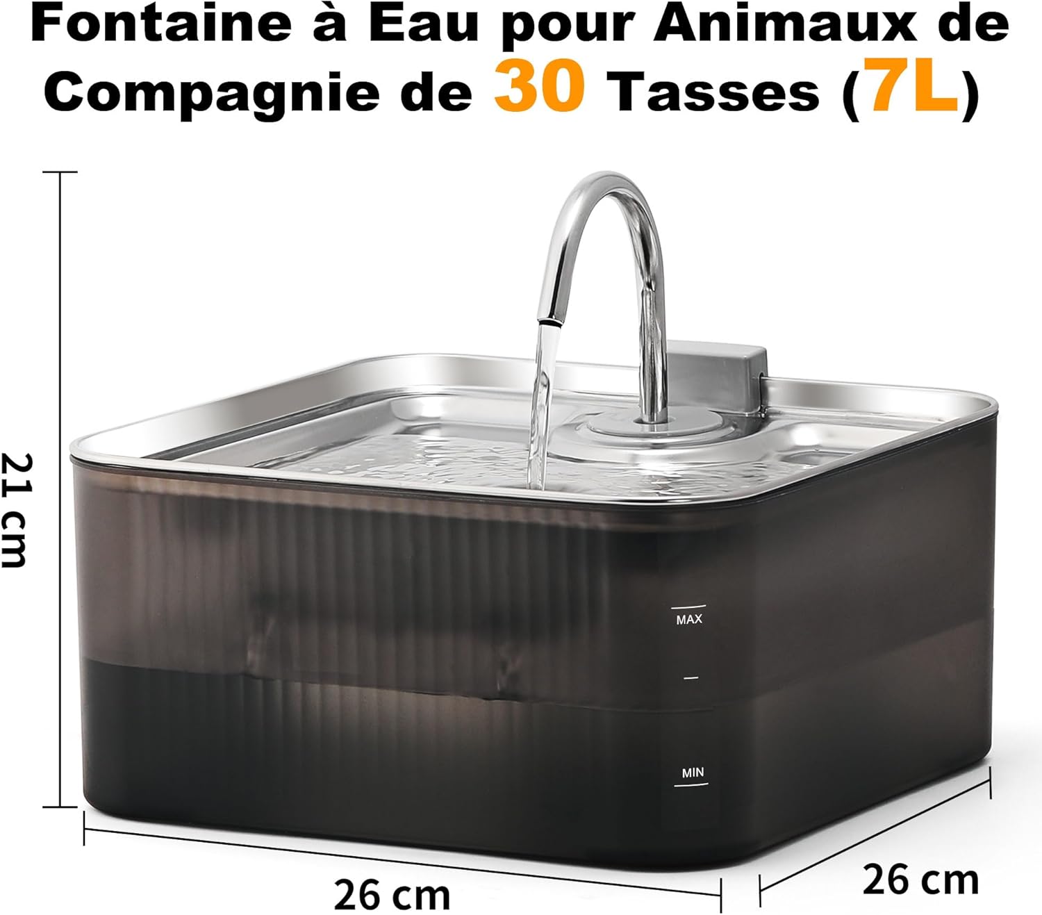Thumbnail 1 de Fontaine à eau FUKUMARU pour chat et chien 7L en acier inoxydable avec 3 filtres de remplacement
