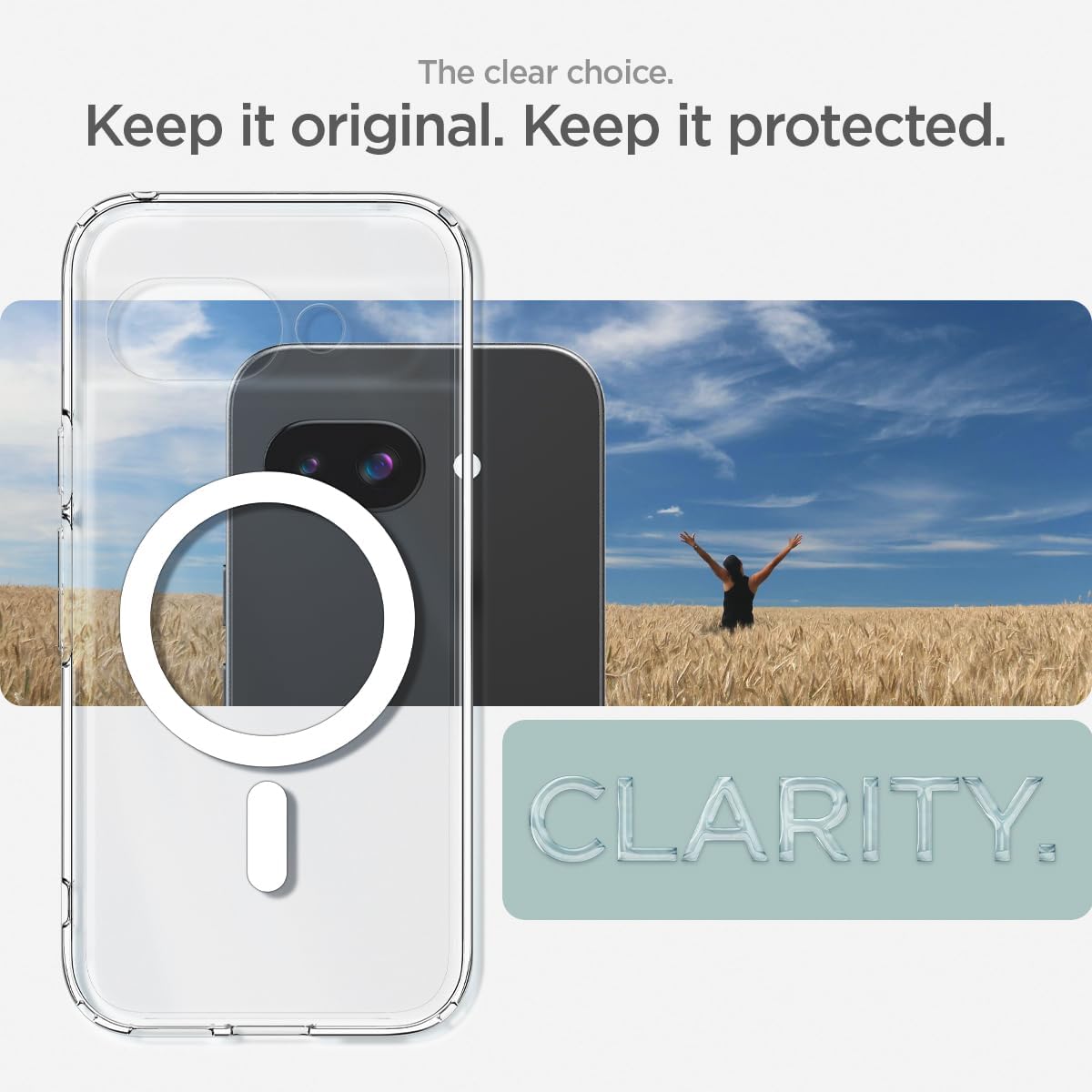 Detalle de Spigen Ultra Hybrid MagFit pour Google Pixel 9a — Coque blanche