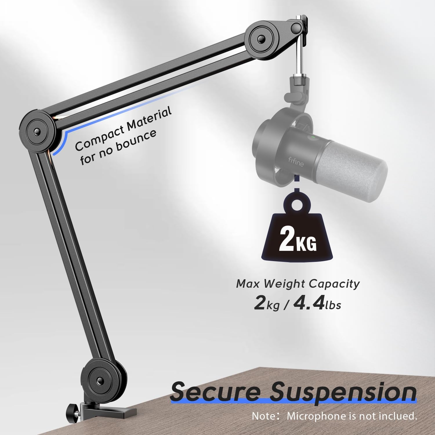 Detalle de FIFINE BM63 Heavy-Duty Microphone Boom Arm with Adjustable Scissor Stand
