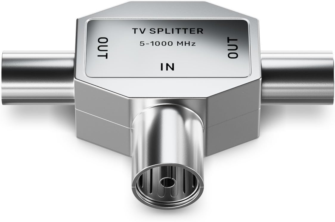 Thumbnail 1 de deleyCON Antennen-Verteiler T-Kupplung 2x Koax – 5–1000 MHz, silber
