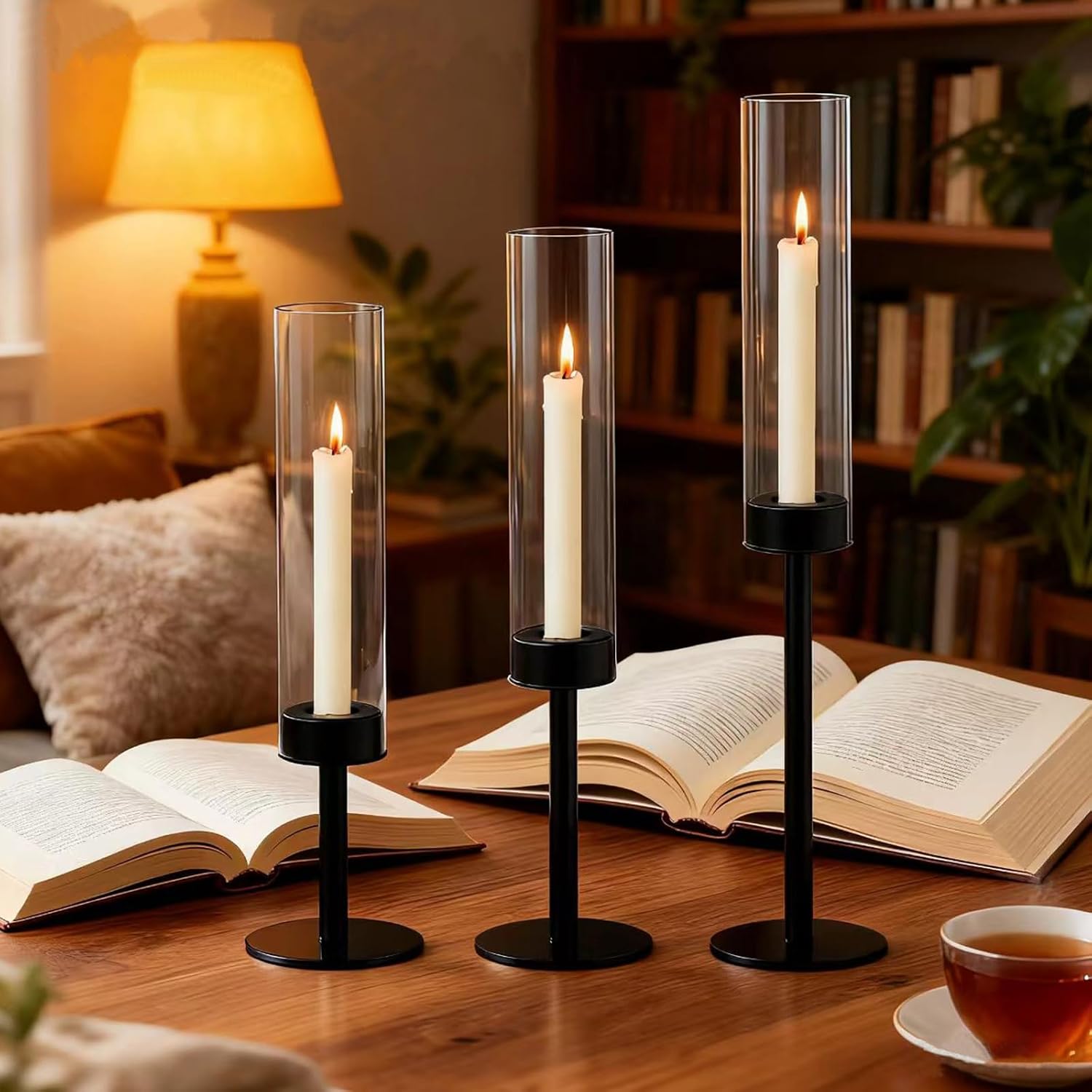 Thumbnail 6 de 6 Black Candle Holders Set Modern Candlestick Holders for Dining 🕯