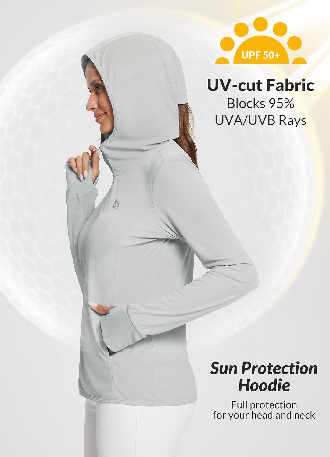 Detalle de Baleaf Women's Sun Protection Jacket Hoodie: Lightweight UPF 50+ Long Sleeve Cover Up