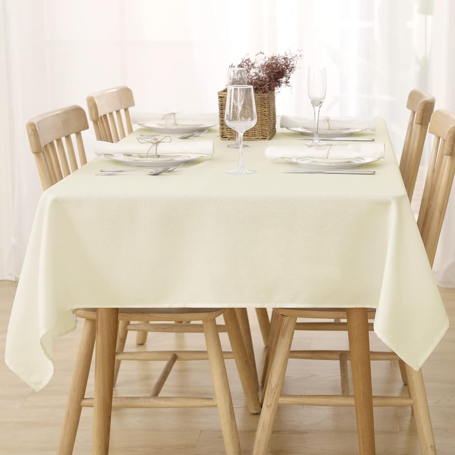 Thumbnail 2 de Deconovo Tovaglia Impermeabile Rettangolare Beige 130x160 cm – Copritavolo moderno in poliestere