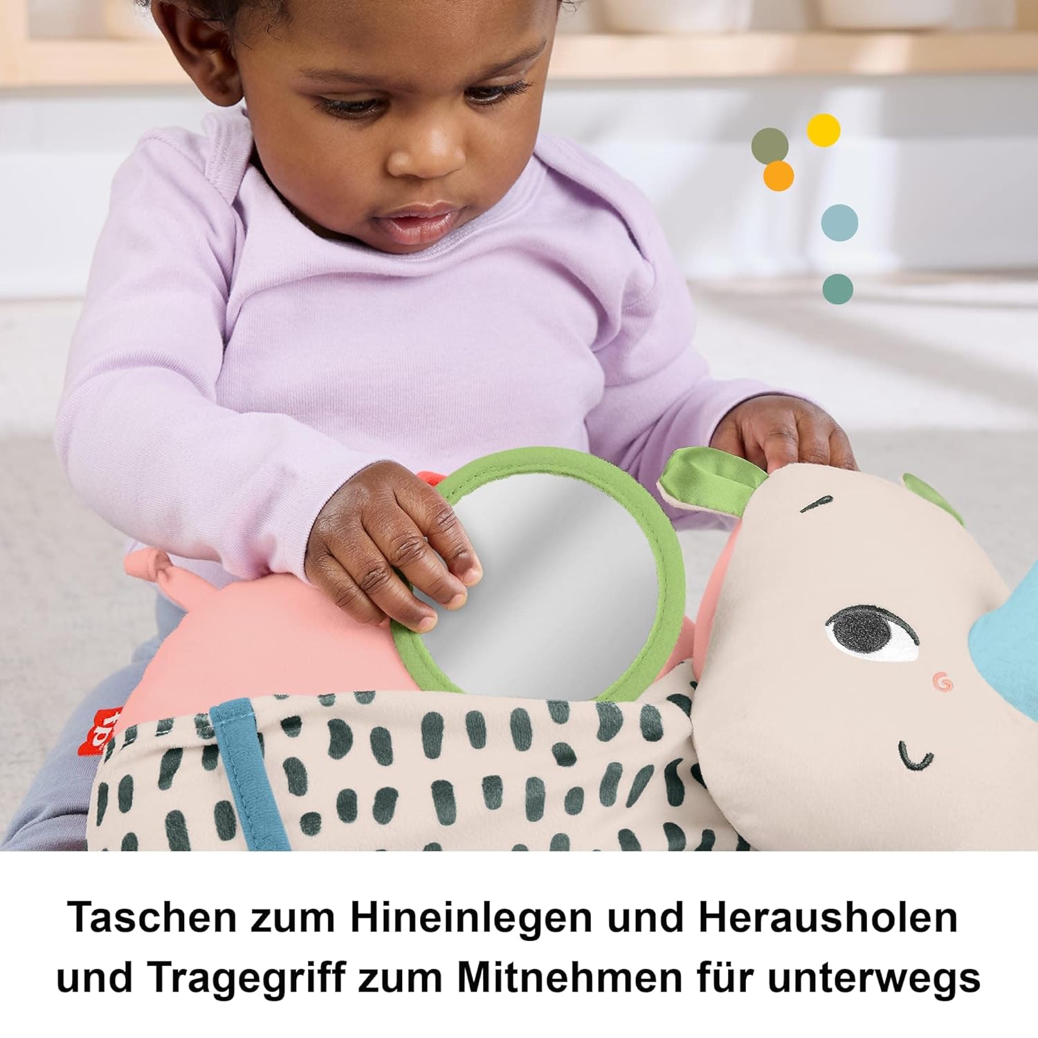 Thumbnail 4 de Fisher-Price Planet Friends: Neugieriges Bauchlage-Nashorn Plüschtier ab 0 Monaten (HYR55)