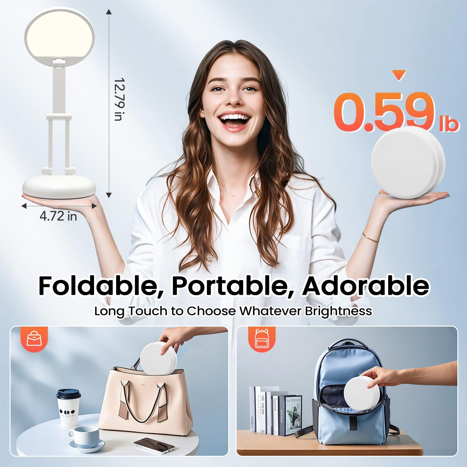 Detalle de One Fire 6930007701263 Rechargeable Foldable Desk Lamp, 3600mAh, 10-Level Dimming