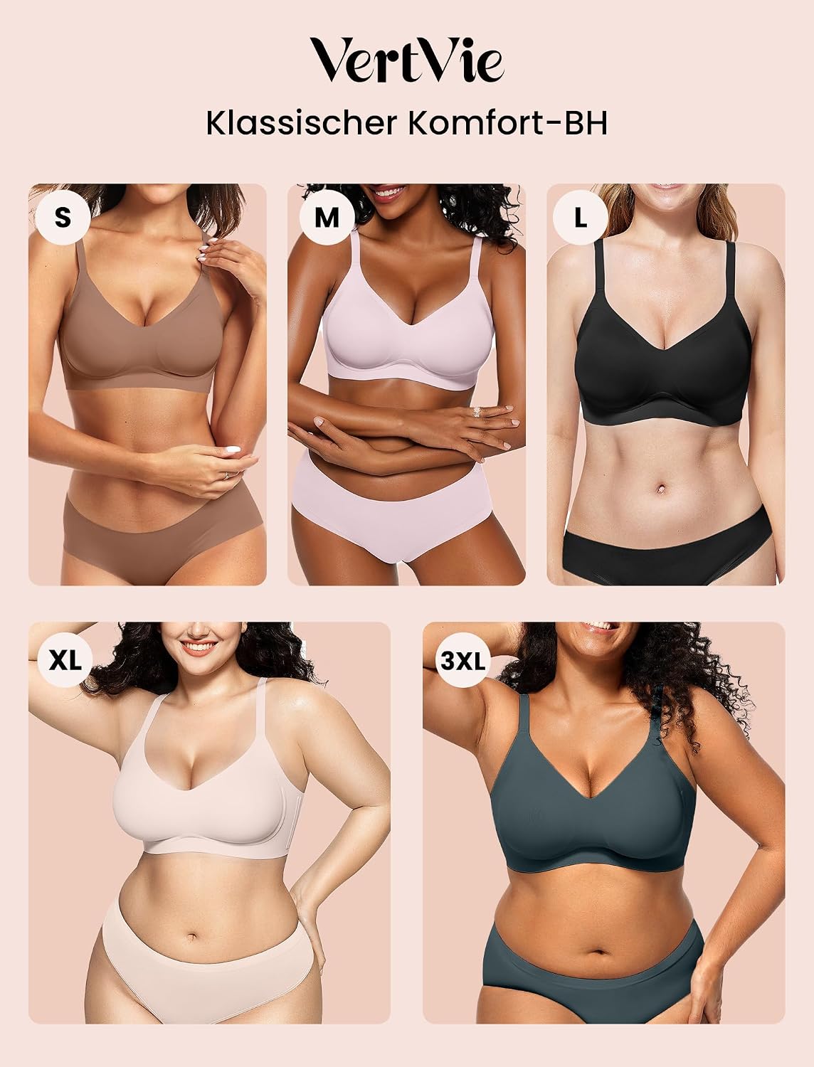 Detalle de Vertvie nahtloser BH Damen ohne Bügel mit Soft-Polster & V-Ausschnitt