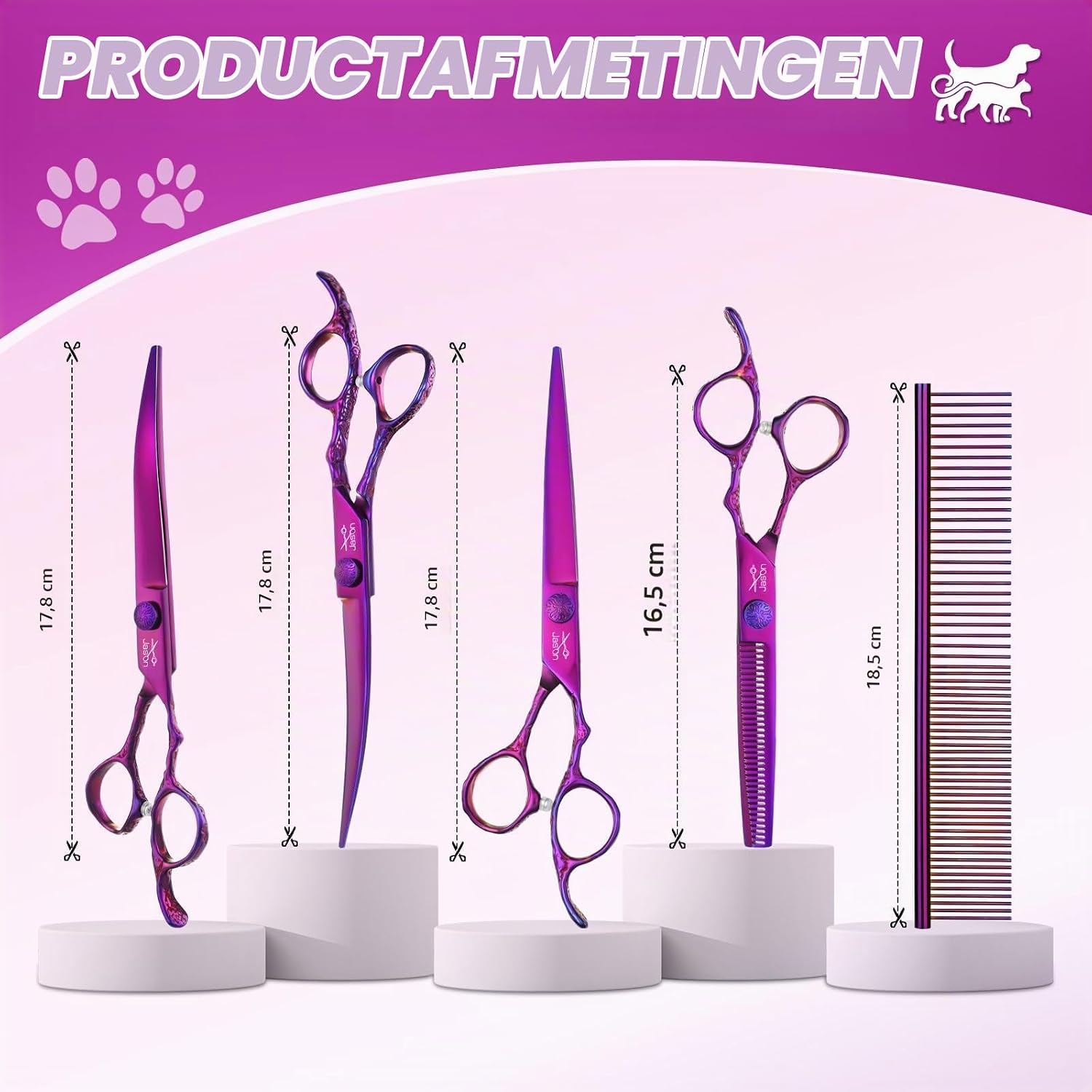 Thumbnail 4 de JASON Gou06-Set-Lila hondenschaarset met Japanse messen en verstelbare schroef