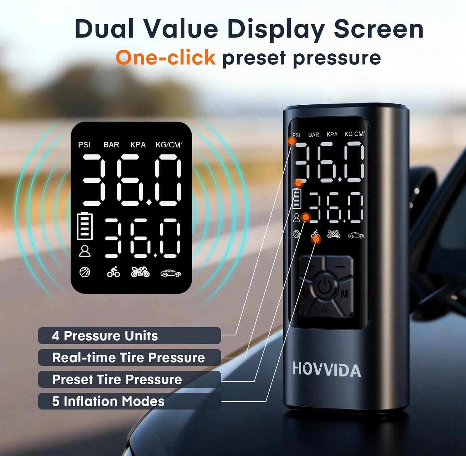 Thumbnail 4 de HOVVIDA Tire Inflator 150PSI Portable