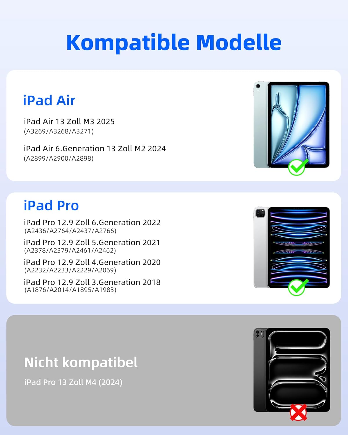 Thumbnail 1 de Bettdow Tastaturhülle 13 Zoll für iPad Air M2/M3/M4 & 12,9" iPad Pro – Leichte Aluminiumlegierung, schwebendes Design, Trackpad