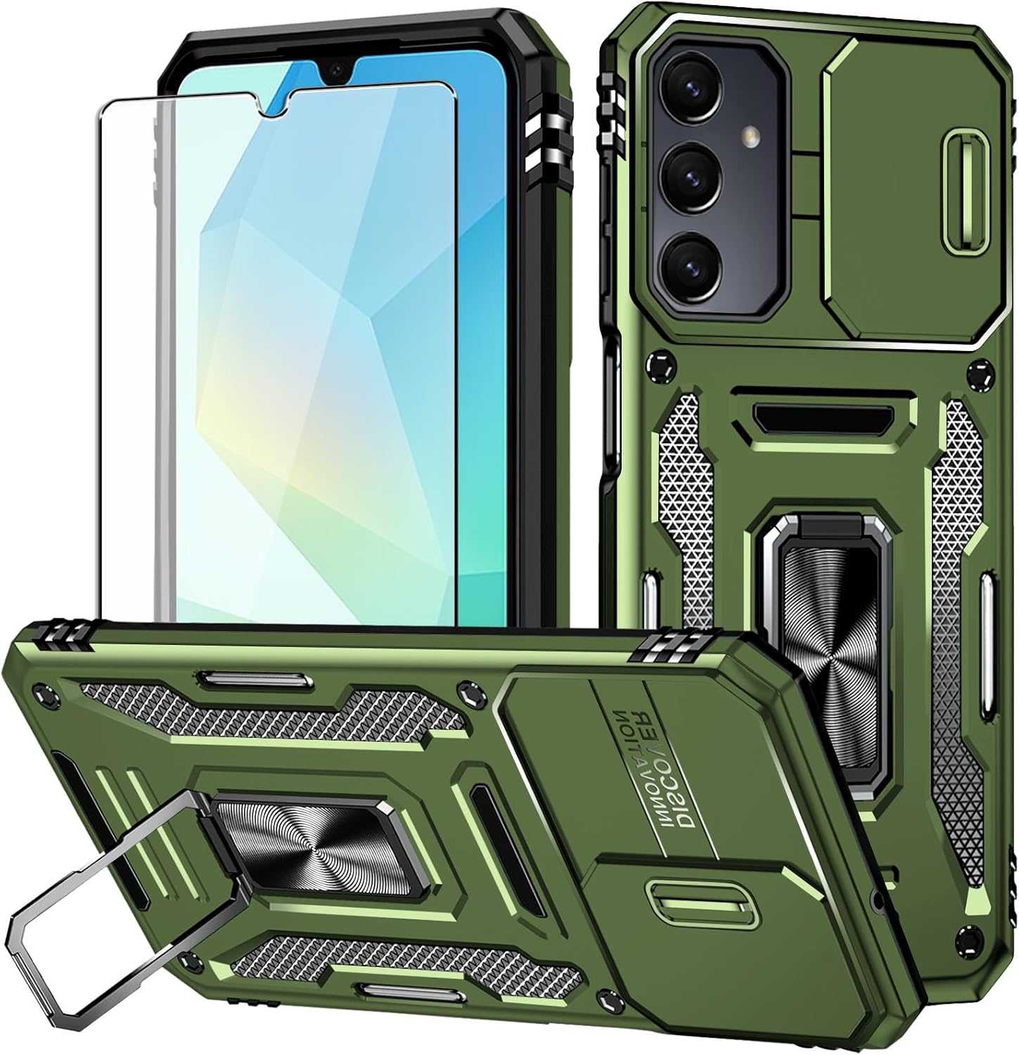 Thumbnail 6 de Aozuoton Samsung Galaxy A16 Case with Screen Protector, Camera Cover and 360° Rotatable Kickstand