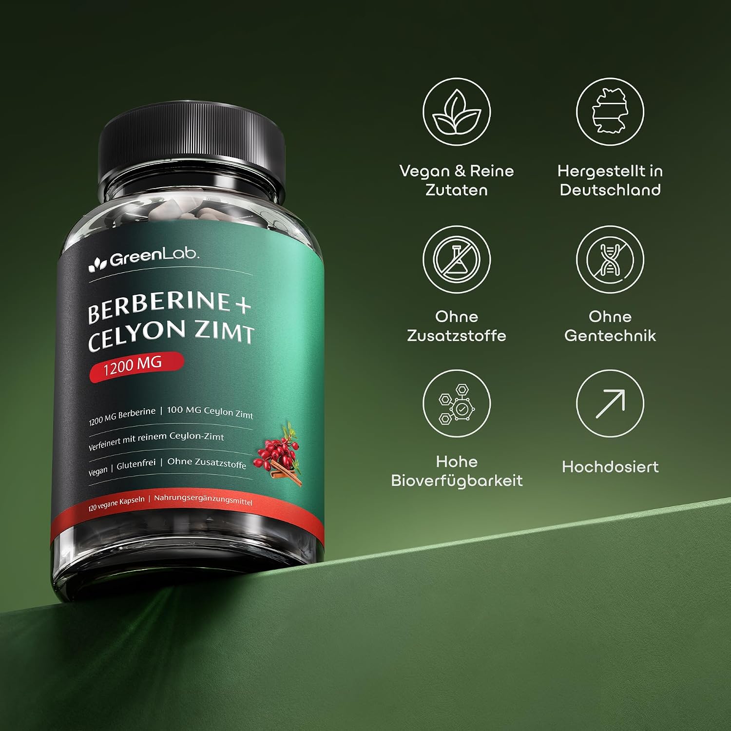 Detalle 2 de GreenLab Berberin HCL 1200 mg Kapseln