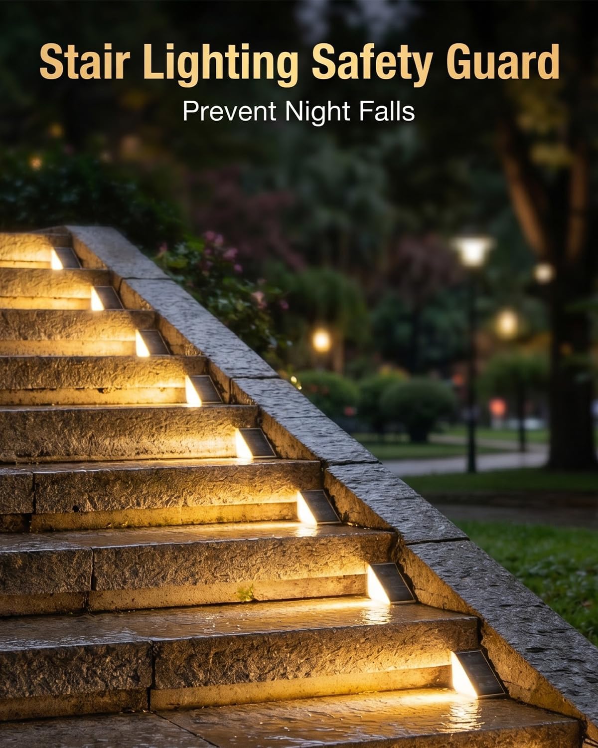 Detalle de Airoieak Solar Stair Lights 4 Pack – Double‑Sided Outdoor Solar Lights for Steps and Boundaries