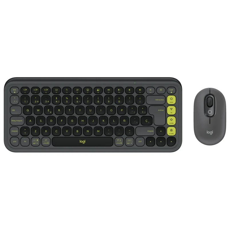 Detalle de Logitech POP Icon Combo Pack: teclado y ratón Bluetooth en grafito y verde