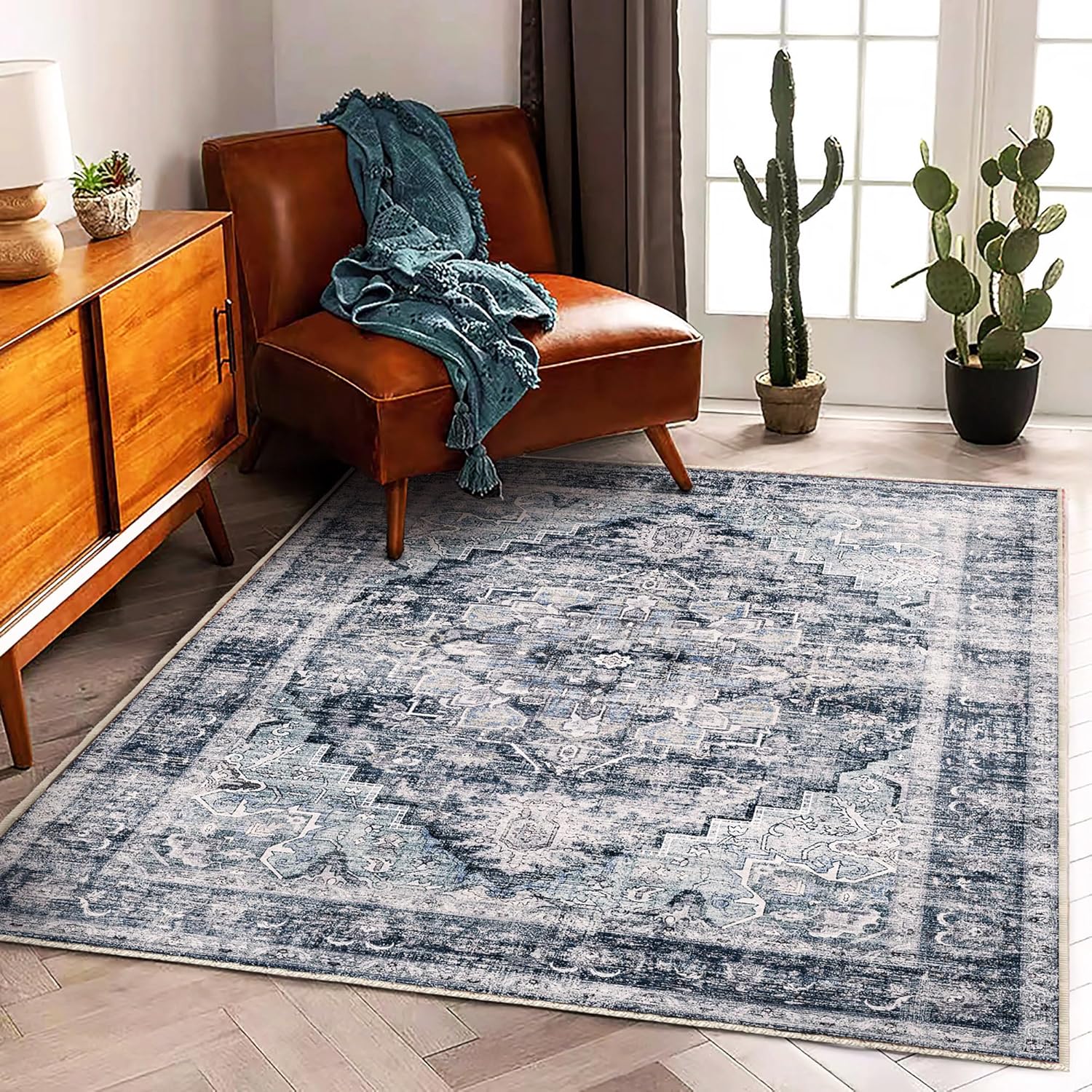 CHAMPLANT Dark Blue area rug, 3x5 ft