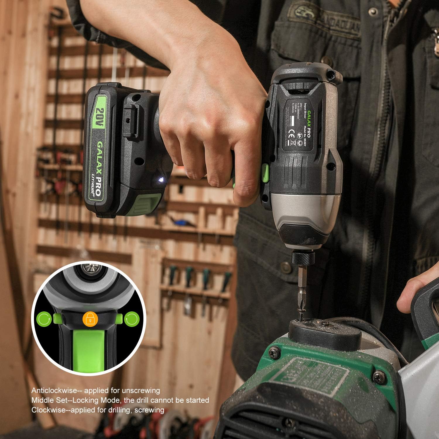 Detalle de GALAX PRO D6001 20V 2-speed Drill Driver & Impact Driver Combo Kit (1.3Ah battery, charger, 11 accessories)
