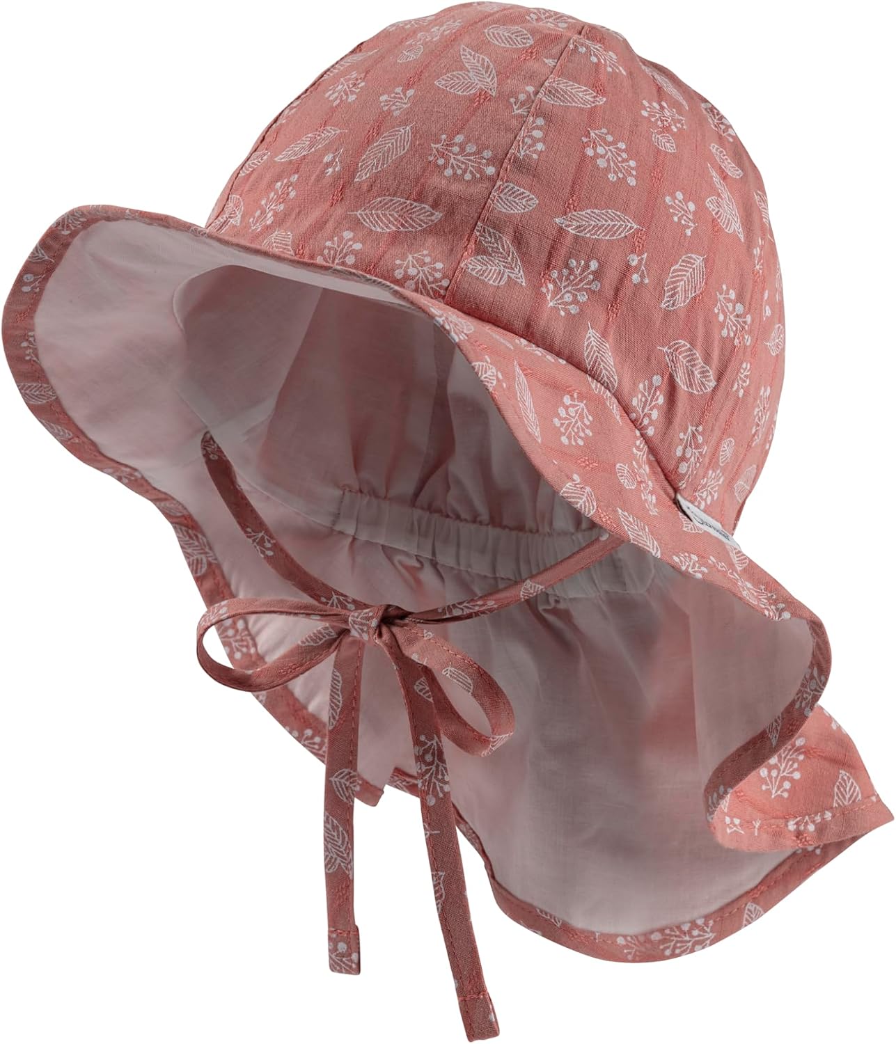 Detalle 2 de Sterntaler Sonnenhut Blätter mit Nackenschutz – Baumwollstoff mit Bindeband, UV30