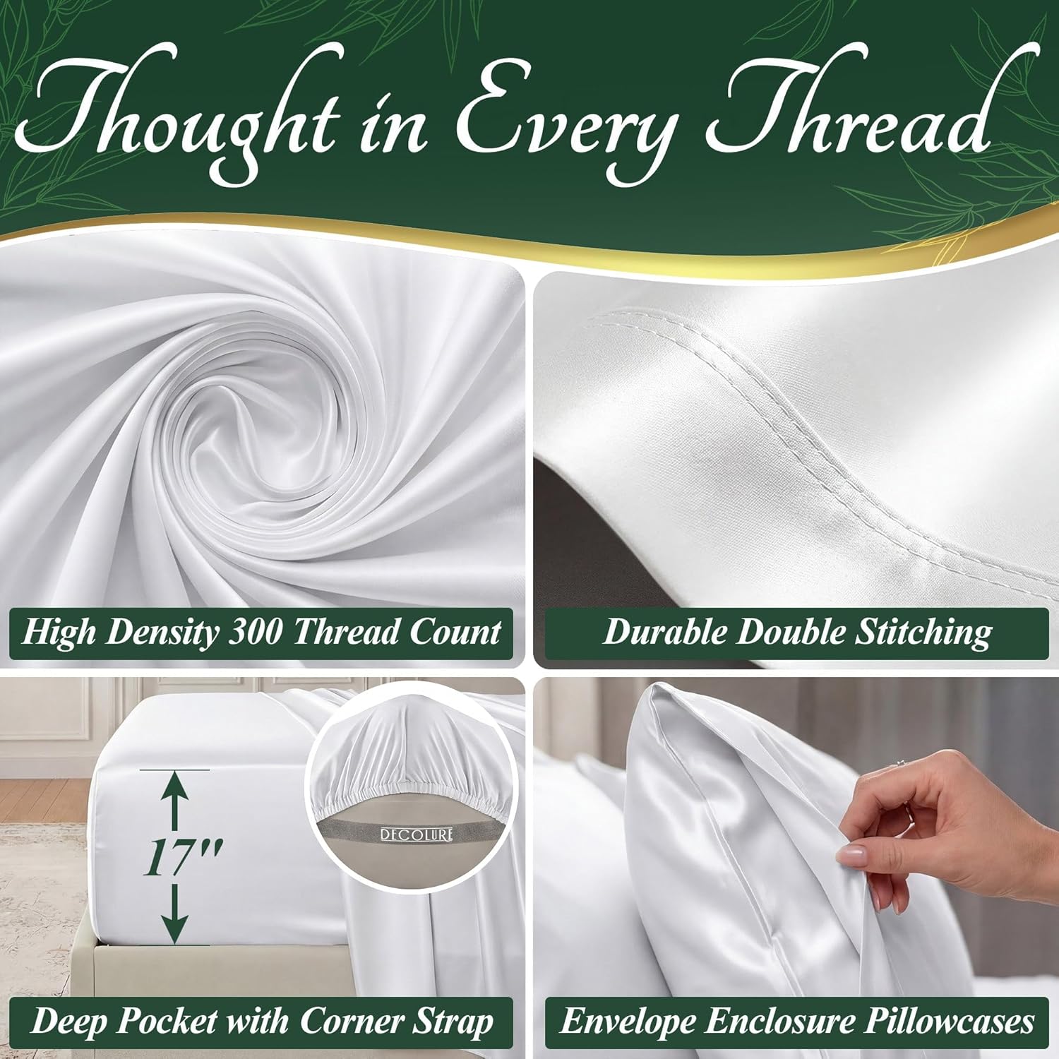 Detalle 2 de DECOLURE 100% Viscose Bamboo Sheets Queen 6Pc 17