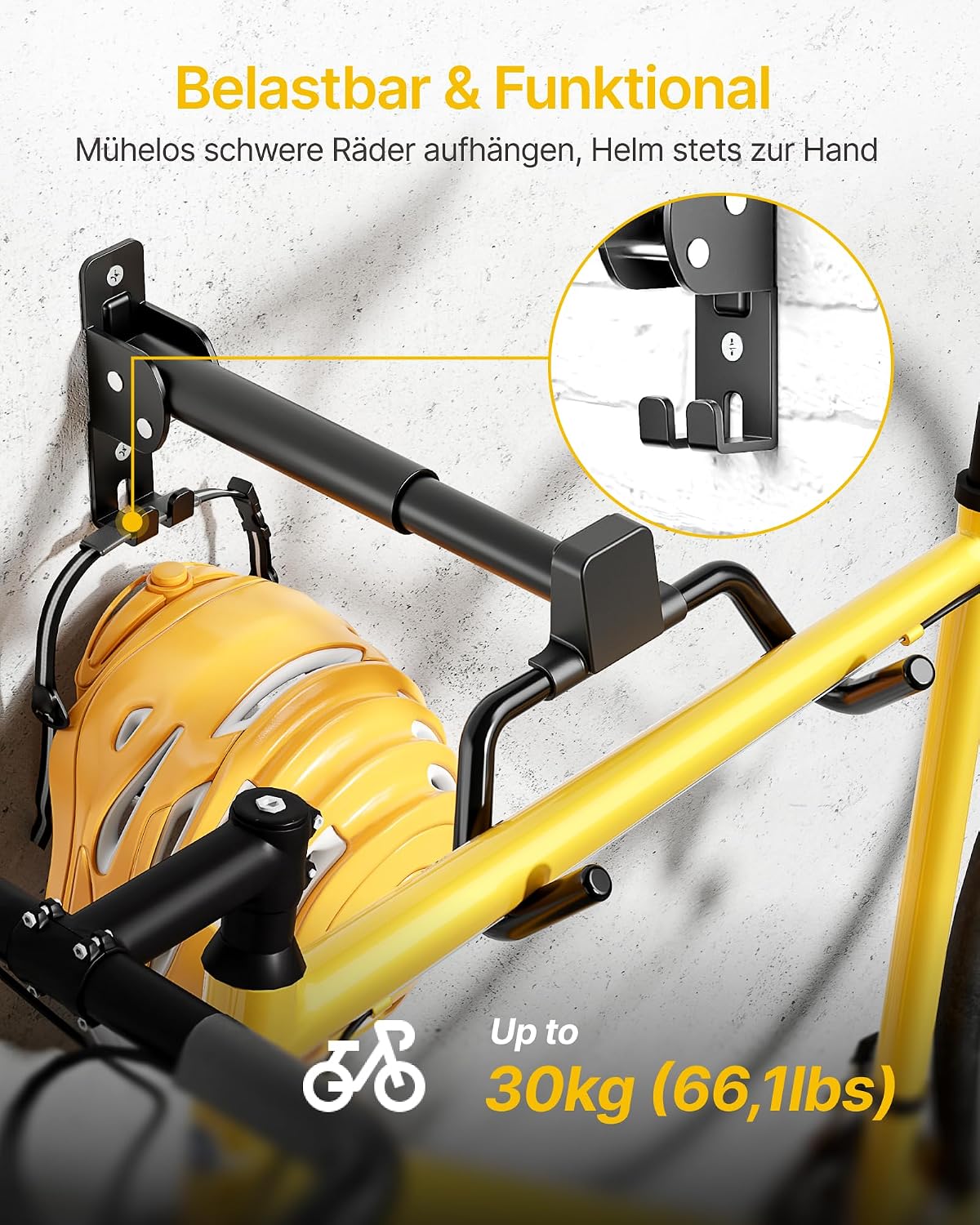 Thumbnail 3 de monTEK Fahrrad-Wandhalterung 30 kg Tragfähigkeit